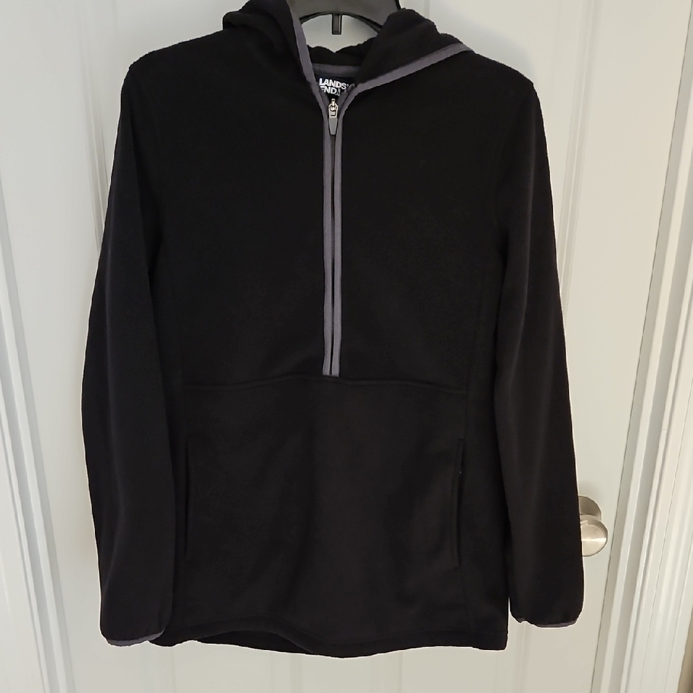 Black Fleece Hoodie with Gray Trim